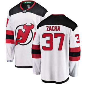 Herren New Jersey Devils Eishockey Trikot Pavel Zacha #37 Breakaway Weiß Fanatics Branded Auswärts